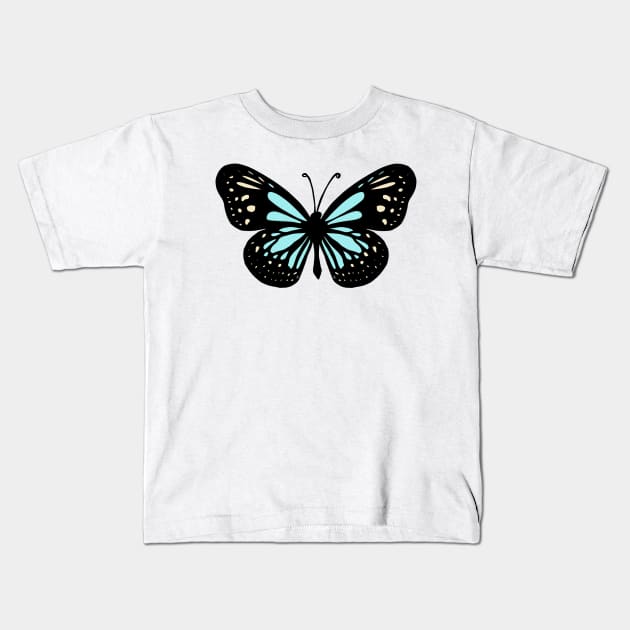 Black shirt with blue butterfly hotsell